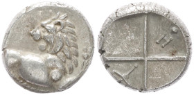Thrace, Chersonesos. AR Hemidrachm, 2.46 g 13.87 mm. Circa 386-338 BC. 
Obv: Forepart of lion right, head left.
Rev: Quadripartite incuse square, with...