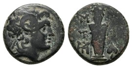 Lesbos, Mytilene. AE, 4.03 g 16.14 mm. 3rd-2nd centuries BC.
Obv: Diademed head of Alexander III 'the Great' of Macedon (or young Zeus?) right, weari...