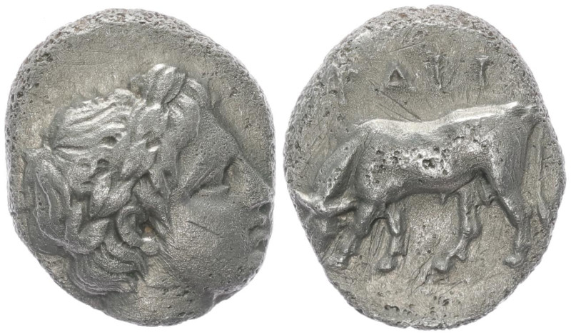 Troas, Gargara. AR Drachm, 2.87 g 15.52 mm. Circa 450-400 BC. 
Obv: Laureate hea...