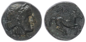 Troas, Gargara. AE, 0.67 g 8.43 mm.Circa late 3rd -early 2nd century BC. 
Obv: Laureate head of Apollo, right.
Rev: ΓAP,Horse prancing right.
Ref: SNG...
