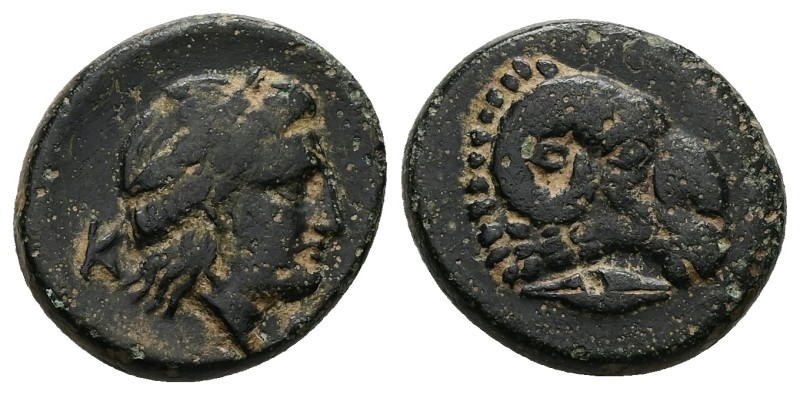 Troas, Kebren. AE, 8.06 g 20.93 mm. Circa 400-387 BC.
Obv: K – E, Laureate head...