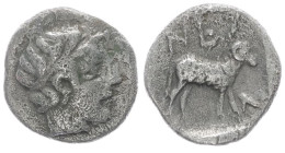 Troas, Neandria. AR Hemiobol, 0.45 g 8.79 mm. 4th century BC. 
Obv: Laureate head of Apollo right.
Rev: NEAN,Ram standing right within incuse square.
...