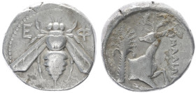 Ionia, Ephesos. AR Tetradrachm, 15.03 g 23.32 mm. Circa 390-325 BC. Simalion, magistrate.
Obv: Ε - Φ. Bee.
Rev: [Σ]IMAΛIΩN,Forepart of stag right, hea...