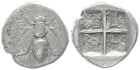Ionia, Ephesos. AR Hemidrachm, 1.62 g 12.06 mm. Circa 350-325 BC. 
Obv: Bee with straight wings; E-Φ flanking; dotted border.
Rev: Quadripartite incus...