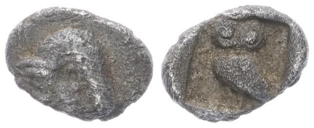 Asia Minor, Uncertain mint. AR Tetartemorion, 0.16 g 6.30 mm. Circa BC 5th centu...