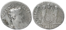 Augustus, 27 BC-14 AD. AR, Denarius. 3.44 g. 19.58 mm. Lungdunum.
Obv: CAESAR AVGVSTVS DIVI F PATER PATRIAE. Laureate head of Augustus, right.
Rev: AV...