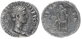 Nerva, 96-98 AD. AR, Denarius. 2.15 g. 15.71 mm. Rome.
Obv: Head of Nerva, laureate, right.
Rev: Fortuna seated left, holding grain ears and sceptre. ...