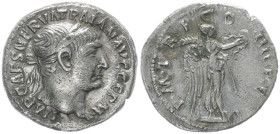 Trajan, 98-117 AD. AR, Denarius 3.36 g. 19.19 mm. Rome.
Obv: IMP CAES NERVA TRAIAN AVG GERM. Head of Trajan, laureate, right.
Rev: P M TR P COS IIII P...