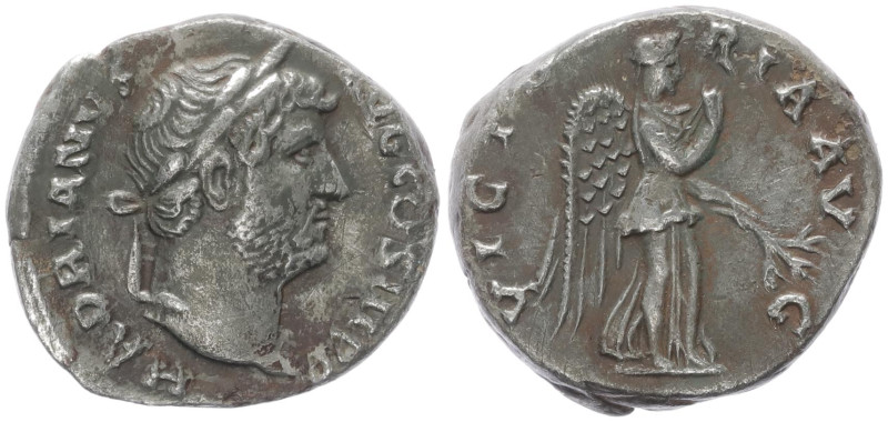 Hadrian, 117-138 AD. AR, Denarius. 3.07 g. 17.06 mm. Rome.
Obv: HADRIANVS AVG CO...