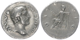 Divus Antoninus Pius, Died 161 AD. AR, Denarius. 3.28 g. 17.37 mm. Rome. Struck under Marcus Aurelius.
Obv: DIVVS ANTONINVS. Head of Antoninus Pius, b...