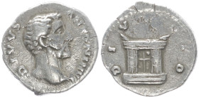 Divus Antoninus Pius, Died 161 AD. AR, Denarius. 2.85 g. 17.89 mm. Rome. Under Marcus Aurelius and Lucius Verus, AD 161-162.
Obv: DIVVS ANTONINVS. Hea...
