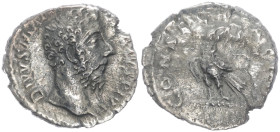 Divus Marcus Aurelius, Died 180 AD. AR, Denarius. 1.88 g. 16.56 mm. Rome.
Obv: DIVVS M [ANTONINVS PIVS]. Head of Divus Marcus Aurelius, bare, right
Re...