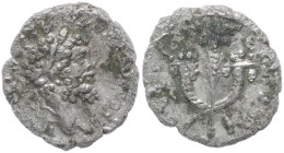Septimius Severus, 193-211 AD. AR, Denarius. 2.84 g. 17.64 mm. Emesa.
Obv: Head of Septimius Severus, laureate, right.
Rev: Grain ear between two cros...