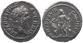 Septimius Severus, 193-211 AD. AR, Denarius. 2.51 g. 18.81 mm. Rome.
Obv: SEVERVS PIVS AVG BRIT. Head of Septimius Severus, laureate, right.
Rev: P M ...