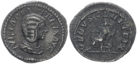 Julia Domna, Augusta 193-217 AD. AR, Denarius. 2.76 g. 19.13 mm. Rome. 
Obv: IVLIA PIA FELIX AVG. Bust of Julia Domna, hair elaborately waved in ridge...