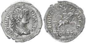 Caracalla, 197-217 AD. AR, Denarius. 2.68 g. 18.71 mm. Rome.
Obv: ANTONINVS PIVS AVG: Bust of Caracalla, laureate, draped, right.
Rev: INDVLGENTIA AVG...