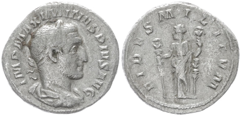 Maximinus Thrax, 235-238 AD. AR, Denarius. 2.45 g. 18.91 mm. Rome.
Obv: IMP MAXI...