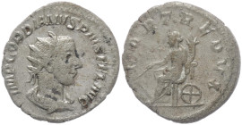 Gordian III, 238-244 AD. AR, Antoninianus. 3.36 g. 22.01 mm. Rome.
Obv: IMP GORDIANVS PIVS FEL AVG. Bust of Gordian III, radiate, draped, cuirassed, r...