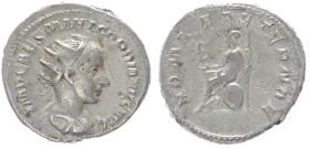 Gordian III, 238-244 AD. AR, Antoninianus. 4.63 g. 22.14 mm. Rome.
Obv: IMP CAES M ANT GORDIANVS AVG. Bust of Gordian III, radiate, draped, cuirassed,...