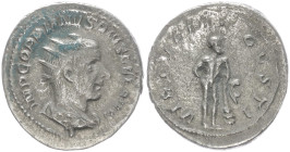 Gordian III, 238-244 AD. AR, Antoninianus. 3.89 g. 23.86 mm. Rome.
Obv: IMP GORDIANVS PIVS FEL AVG. Bust of Gordian III, radiate, draped, cuirassed, r...