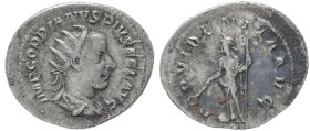Gordian III, 238-244 AD. AR, Antoninianus. 3.04 g. 24.60 mm. Rome.
Obv: IMP GORDIANVS PIVS FEL AVG. Bust of Gordian III, radiate, draped, cuirassed, r...