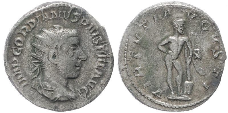 Gordian III, 238-244 AD. AR, Antoninianus. 4.04 g. 21.62 mm. Rome.
Obv: MP GORDI...