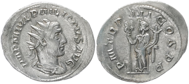 Philip I ‘The Arab’, 244-249 AD. AR, Antoninianus. 3.78 g. 24.82 mm. Antioch.
Ob...