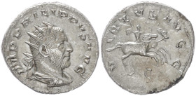 Philip I ‘The Arab’, 244-249 AD. AR, Antoninianus. 3.66 g. 21.78 mm. Rome.
Obv: IMP PHILIPPVS AVG. Bust of Philip the Arab, radiate, draped, cuirassed...