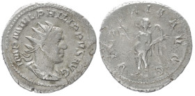 Philip I ‘The Arab’, 244-249 AD. AR, Antoninianus. 4.77 g. 23.88 mm. Rome.
Obv: IMP M IVL PHILIPPVS AVG. Bust of Philip the Arab, radiate, draped, cui...