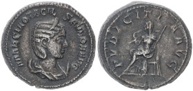 Otacilia Severa Augusta, 244-249 AD. AE, Antoninianus. 3.51 g. 22.06 mm. Rome.
Obv: MARCIA OTACIL SEVERA AVG. Bust of Otacilia Severa, diademed, drape...