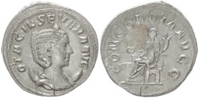 Otacilia Severa Augusta, 244-249 AD. AR, Antoninianus. 3.81 g. 22.90 mm. Rome.
Obv: M OTACIL SEVERA AVG. Bust of Otacilia Severa, diademed, draped, on...