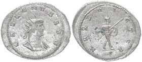 Gallienus, 253-268 AD. AR, Denarius. 3.30 g. 24.03 mm. Rome.
Obv: GALLENVS (sic.) AVG. Bust of Gallienus, radiate, cuirassed.
Rev: MARS VICTOR. Mars, ...