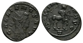 Gallienus, 253-268 AD. AE, Antoninianus. 2.94 g. 21.46 mm. Rome.
Obv: GALLIENVS AVG. Head of Gallienus, radiate, right.
Rev: APOLLINI CONS AVG. Cent...