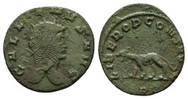 Gallienus, 253-268 AD. AE, Antoninianus. 2.70 g. 20.84 mm. Rome.
Obv: GALLIENVS AVG. Bust of Gallienus, radiate, right.
Rev: LIBERO P CONS AVG. Pant...