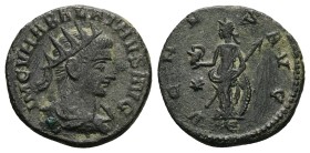 Vabalathus, 268-270 AD. AE, Antoninianus. 4.14 g. 20.64 mm. Antioch.
Obv: IM C VHABALATHVS AVG. Bust of Vabalathus, radiate, draped, right.
Rev: VEN...