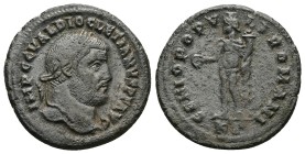 Diocletian, 284-305 AD. AE, Follis. 9.33 g. 28.05 mm. Cyzicus.
Obv: IMP C C VAL DIOCLETIANVS P F AVG: Head of Diocletian, laureate, right.
Rev: GENI...