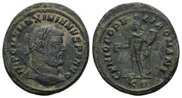 Maximianus Herculius, 286-305 AD. AE, Follis. 6.35 g. 28.51 mm. Cyzicus.
Obv: IMP C M A MAXIMIANVS P F AVG. Head of Maximian, laureate, right
Rev: G...