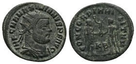Maximianus Herculius, 286-305 AD. AE, Antoninianus. 2.68 g. 22.26 mm. Cyzicus.
Obv: IMP C M A MAXIMIANVS P F AVG. Radiate and cuirassed bust of Maxia...