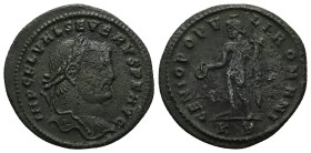 Severus II Caesar, 305-306 AD. AE, Follis. 6.97 g. 28.60 mm.
Obv: IMP C FL VAL SEVERVS P F AVG. Head of Severus II, laureate, right
Rev: GENIO POPVL...