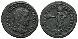 Galerius Maximianus, 305-311 AD. AE, Follis. 9.17 g. 28.75 mm. Cyzicus.
Obv: GAL VAL MAXIMIANVS NOB CAES. Head of Galerius, laureate, right.
Rev: GE...