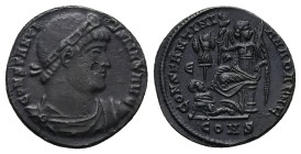 Constantine I ‘The Great’, 307/10-337 AD. AE, Follis. 3.26 g. 19.13 mm. Constantinople.
Obv: CONSTANTINVS MAX AVG. Head of Constantine, diademed, rig...