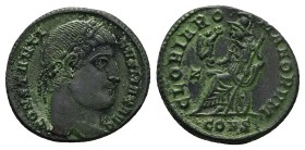 Constantine I ‘The Great’, 307/10-337 AD. AE, Follis. 3.15 g. 19.21 mm. Constantinople.
Obv: CONSTANTINVS MAX AVG. Head of Constantine I, rosette-dia...