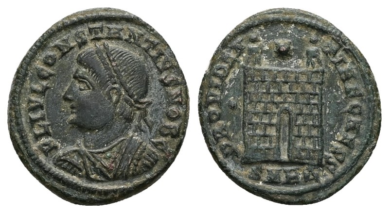 Constantius II Caesar, 324-337 AD. AE, Follis. 3.23 g. 18.53 mm. Heraclea.
Obv:...