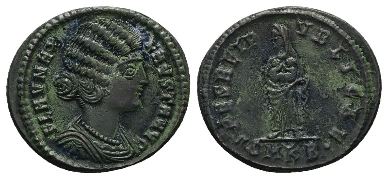 Fausta Augusta, 324-326 AD. AE, Follis. 3.67 g. 21.06 mm. Cyzicus.
Obv: FLAV MA...