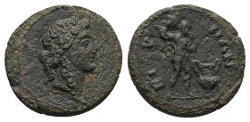 Thrace, Bizya. Pseudo-autonomous, 2nd century AD. AE. 4.57 g. 18.62 mm.
Obv: Wreathed head of young Dionysos, right.
Rev: ΒΙΖVΗΝΩΝ. Selinus standing...