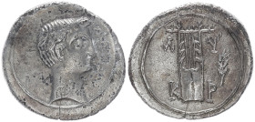 Lycian League. Augustus, 27 BC-14 AD. AR, Drachm. 3.27 g. 20.42 mm. 
Obv: Bare head of Augustus, r.
Rev: ΛΥ ΚΡ. Cithara; in field, branch.
Ref: RPC 33...
