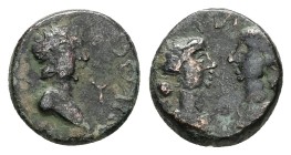 Mysia, Cyzicus. Britannicus with Antonia and Octavia, 41-55 AD. AE. 1.83 g. 12.12 mm. Struck under Tiberius or Nero.
Obv: Bare head of Britannicus ri...