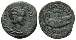MYSIA, Kyzikos. Salonina, Augusta (wife of Gallienus), 254-268 AD. AE. 6.85 g. 23.80 mm.
Obv: CAΛΩNЄINA CЄ. Diademed and draped bust right, wearing s...