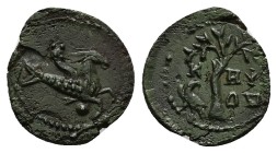 RARE. Best Known Example.

Troas, Scepsis. Pseudo-autonomous, 1st century. AE. 1.45 g. 15.30 mm.
Obv: CKHΨIΩN. Capricorn with cornicopia and globe,...