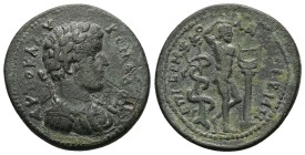 Mysia, Germe. Commodus, 117-192 AD. AE. 13.73 g. 29.86 mm. Hermolaos, archon.
Obv: ΑΥΤO Κ Λ ΑΥ ΚOΜOΔOC. Laureate-headed bust of Commodus, wearing cui...
